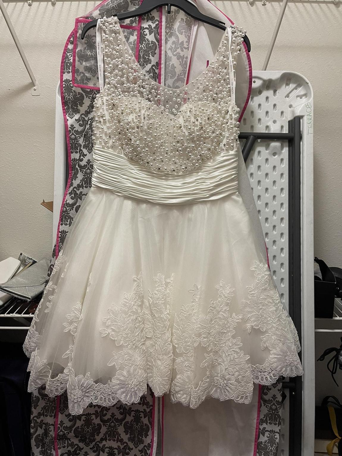 Sherri Hill Size 14 Homecoming Lace White Cocktail Dress on Queenly