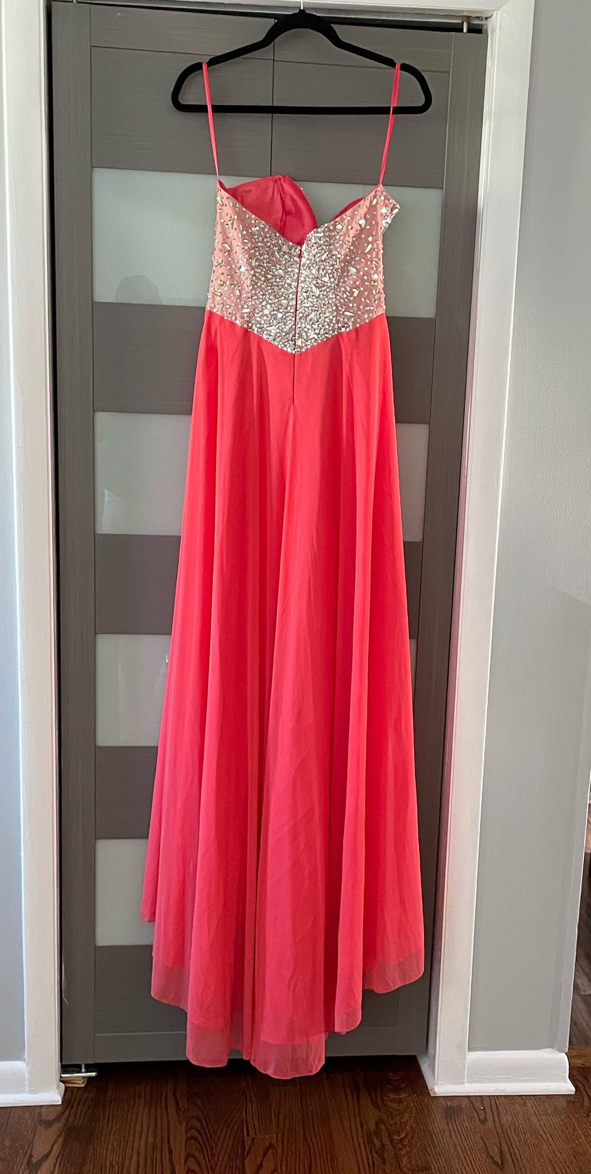 Size 6 Prom Sequined Pink Floor Length Maxi on Queenly