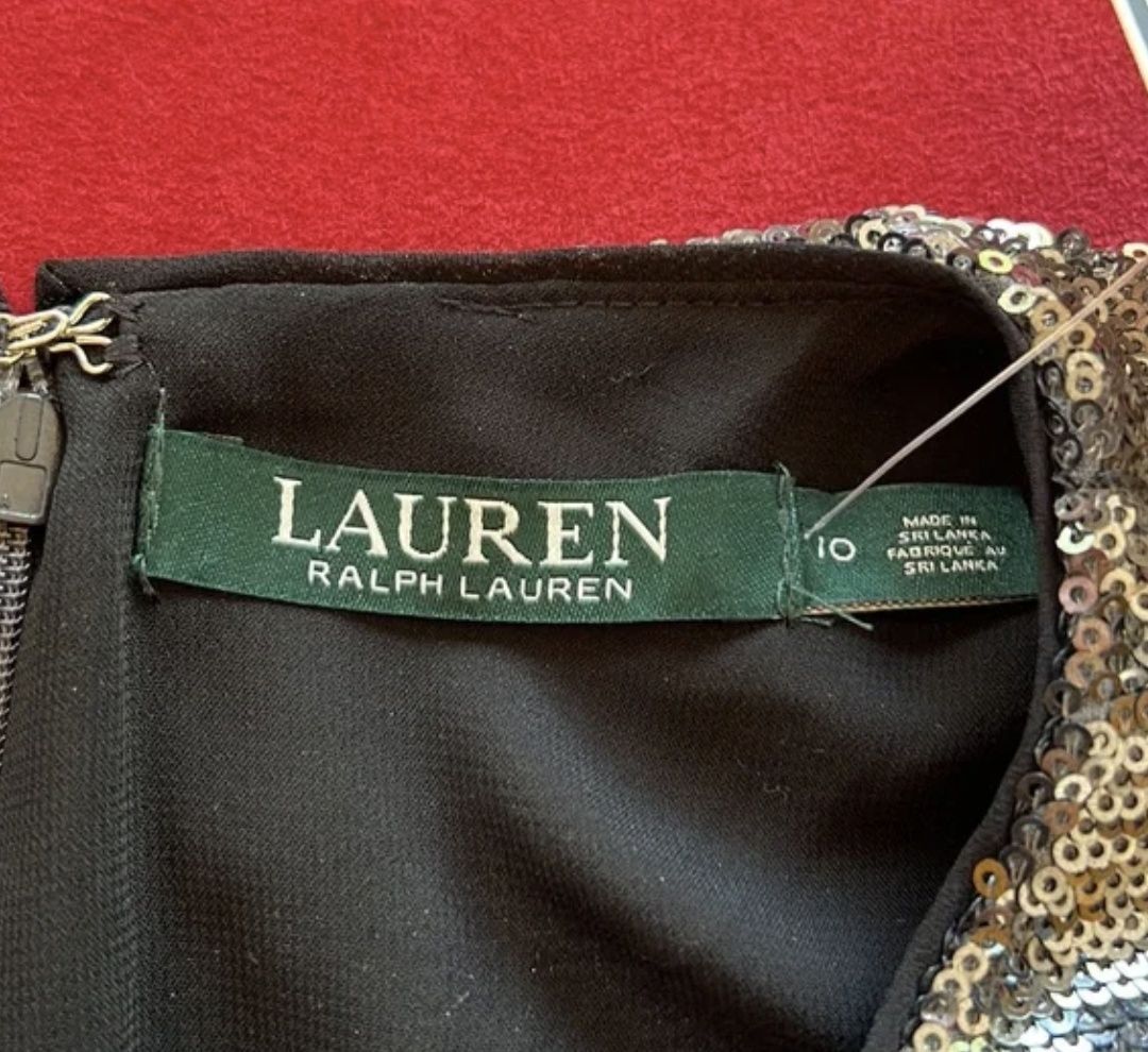 Lauren by Ralph Lauren  Size 10 Prom Sequined Silver Cocktail Dress on Queenly