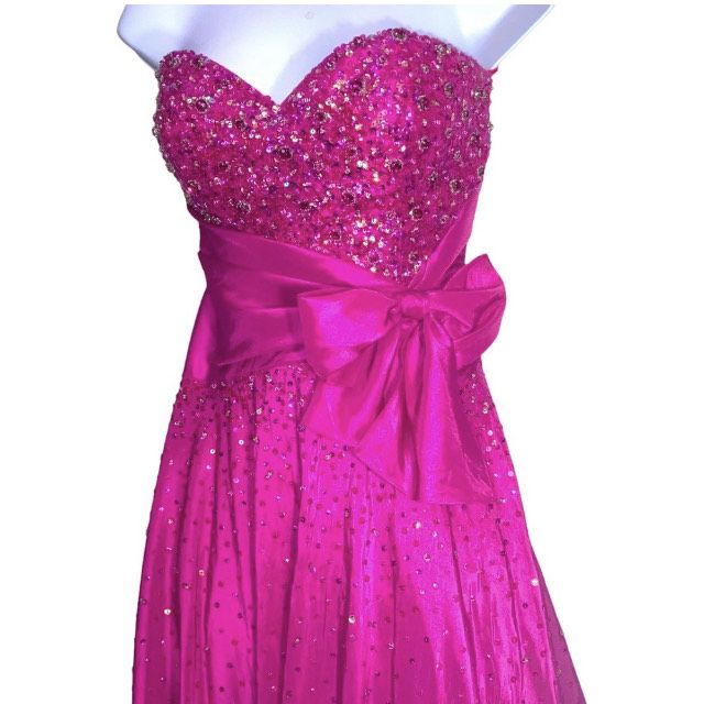 Jovani Size 4 Prom Sequined Hot Pink A-line Dress on Queenly