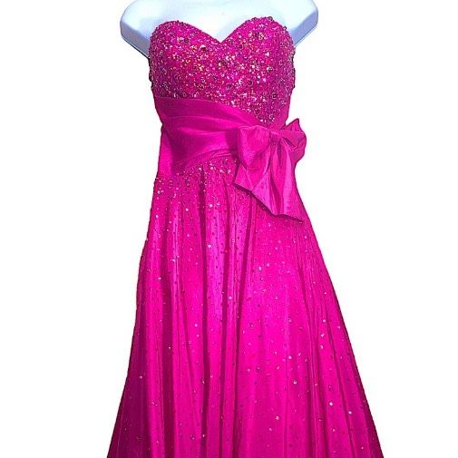 Jovani Size 4 Prom Sequined Hot Pink A-line Dress on Queenly