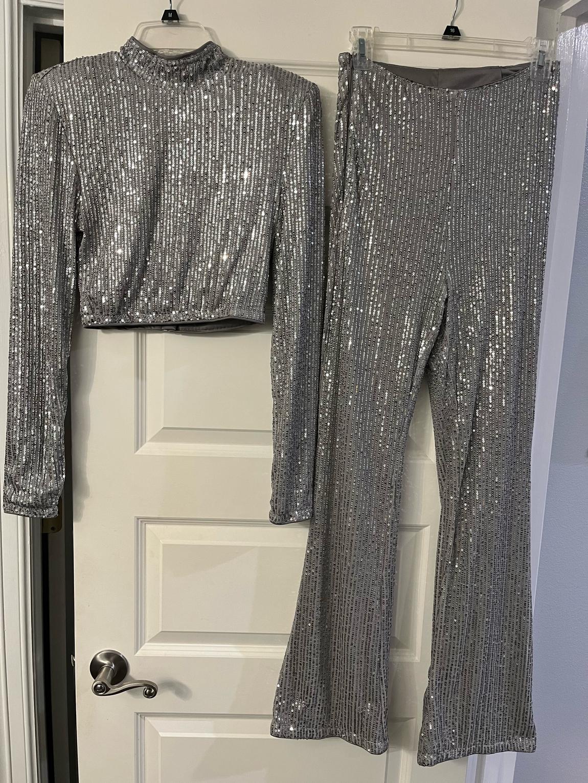 Size 4 Silver Formal Jumpsuit on Queenly