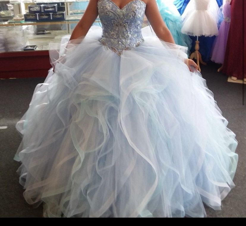 MoriLee Size 8 Blue Ball Gown on Queenly