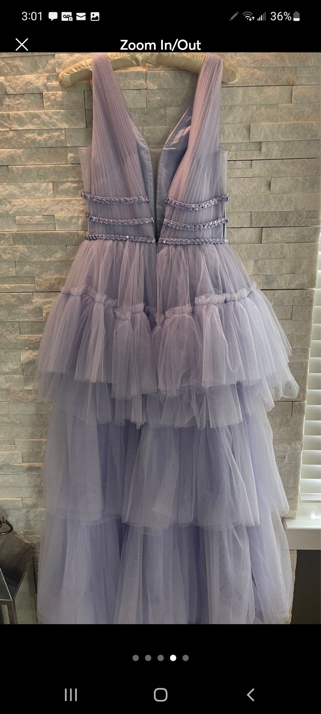 Style 53733 Sherri Hill Size 6 Prom Plunge Sequined Light Purple Dress With Train on Queenly