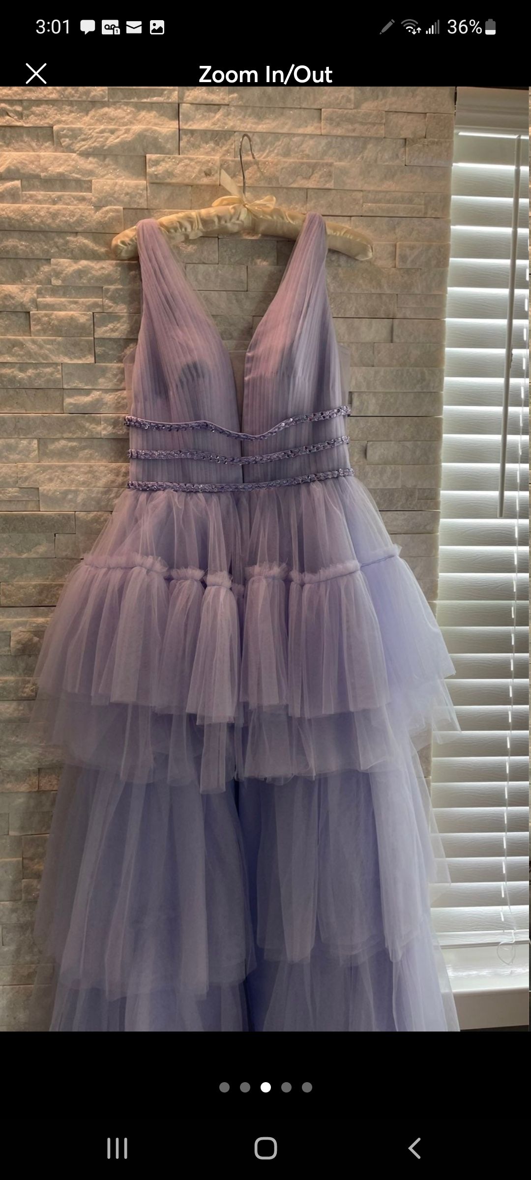 Style 53733 Sherri Hill Size 6 Prom Plunge Sequined Light Purple Dress With Train on Queenly