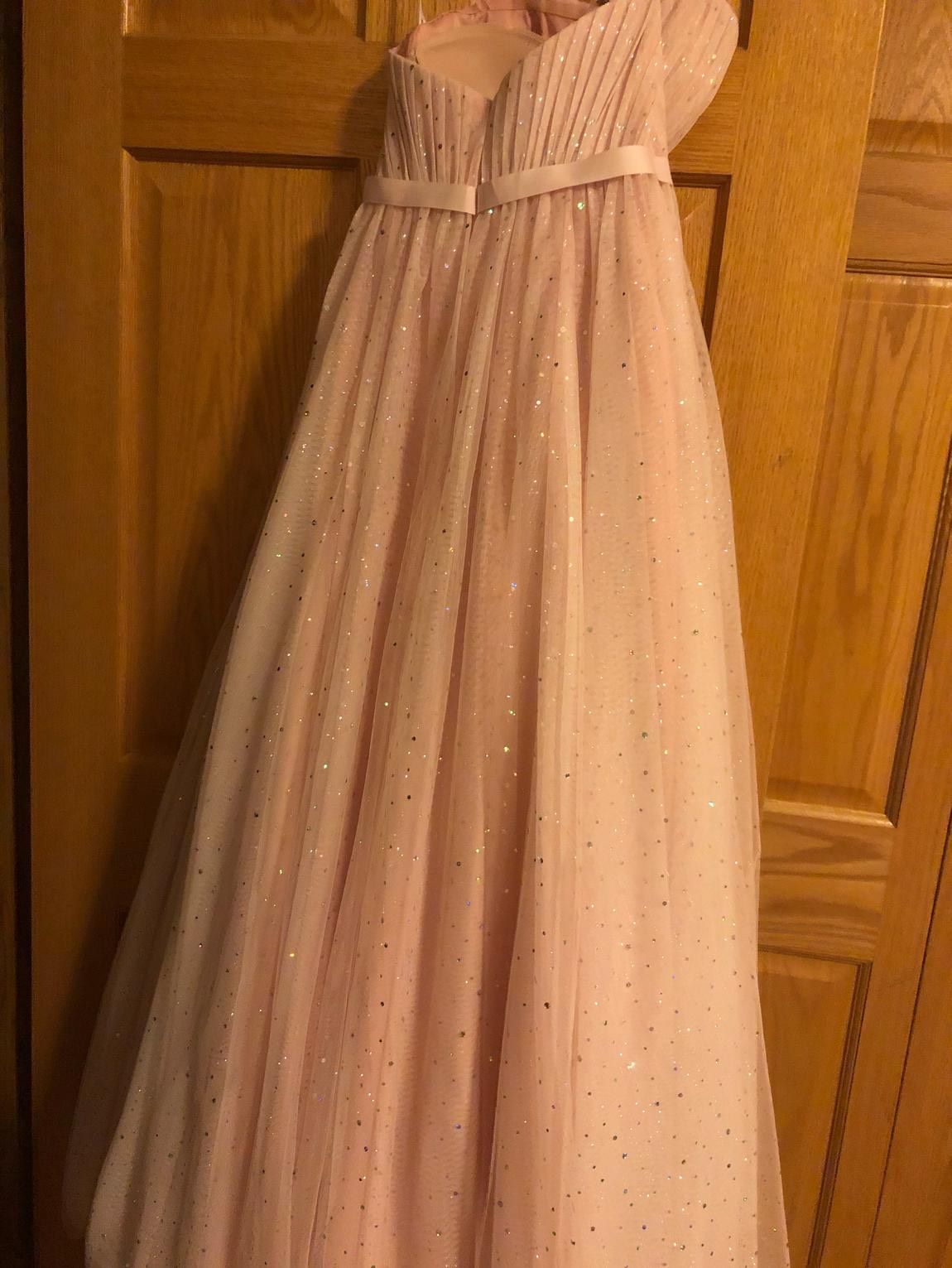 Jules&Cleo Size 0 Prom Strapless Sequined Light Pink Ball Gown on Queenly