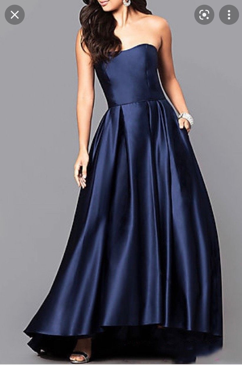 Betsy and Adam Size 2 Strapless Blue Ball Gown on Queenly