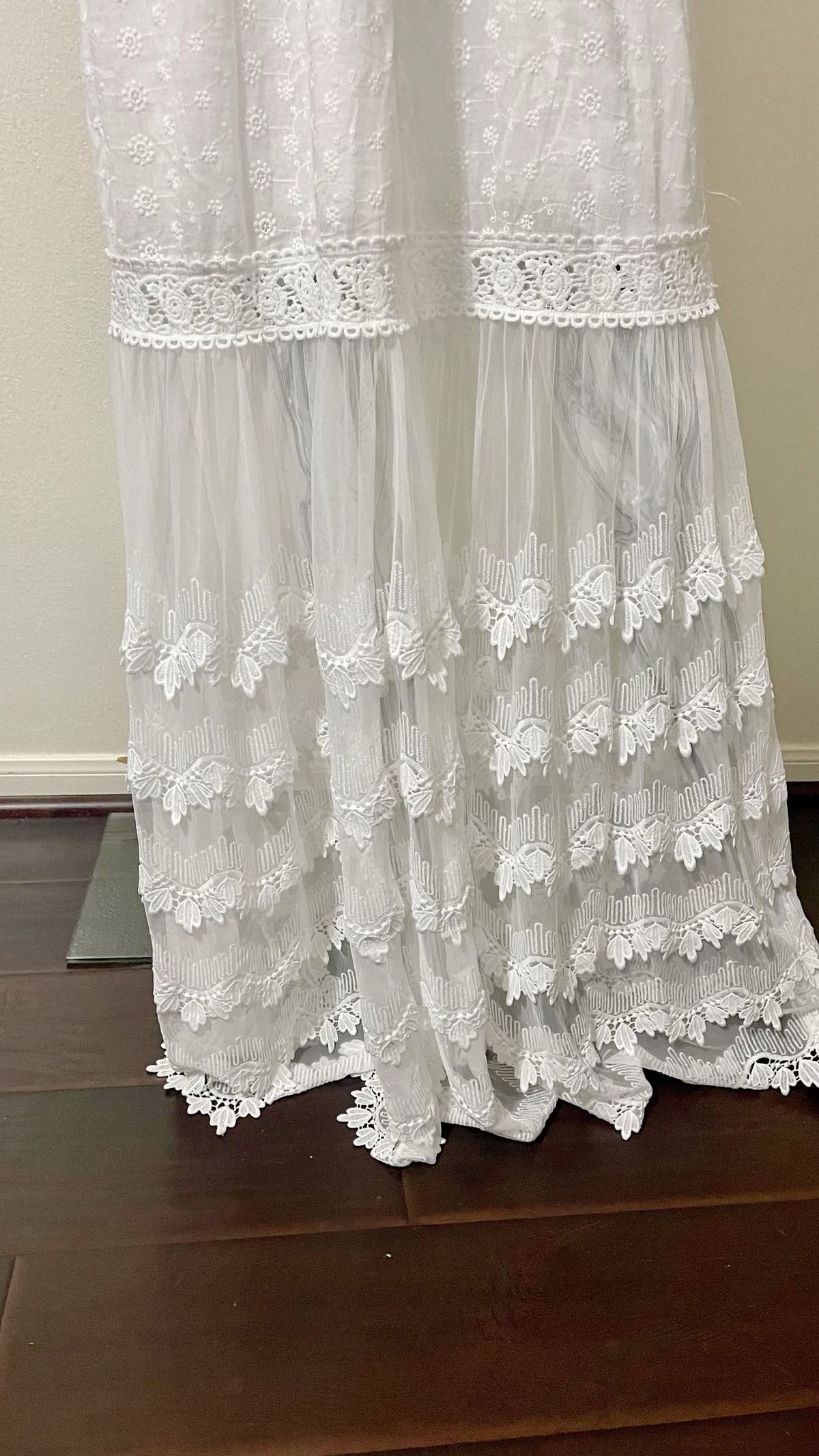 Size 14 Lace White Floor Length Maxi on Queenly