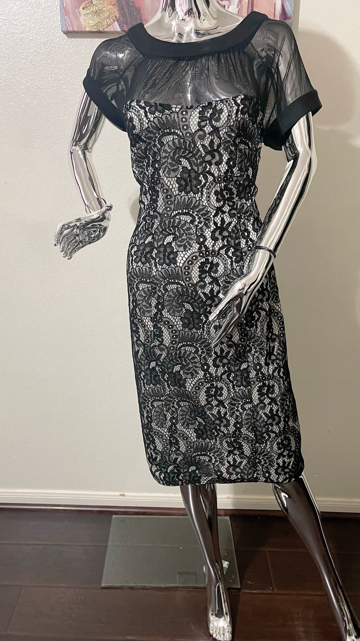 Size 12 Lace Black A-line Dress on Queenly