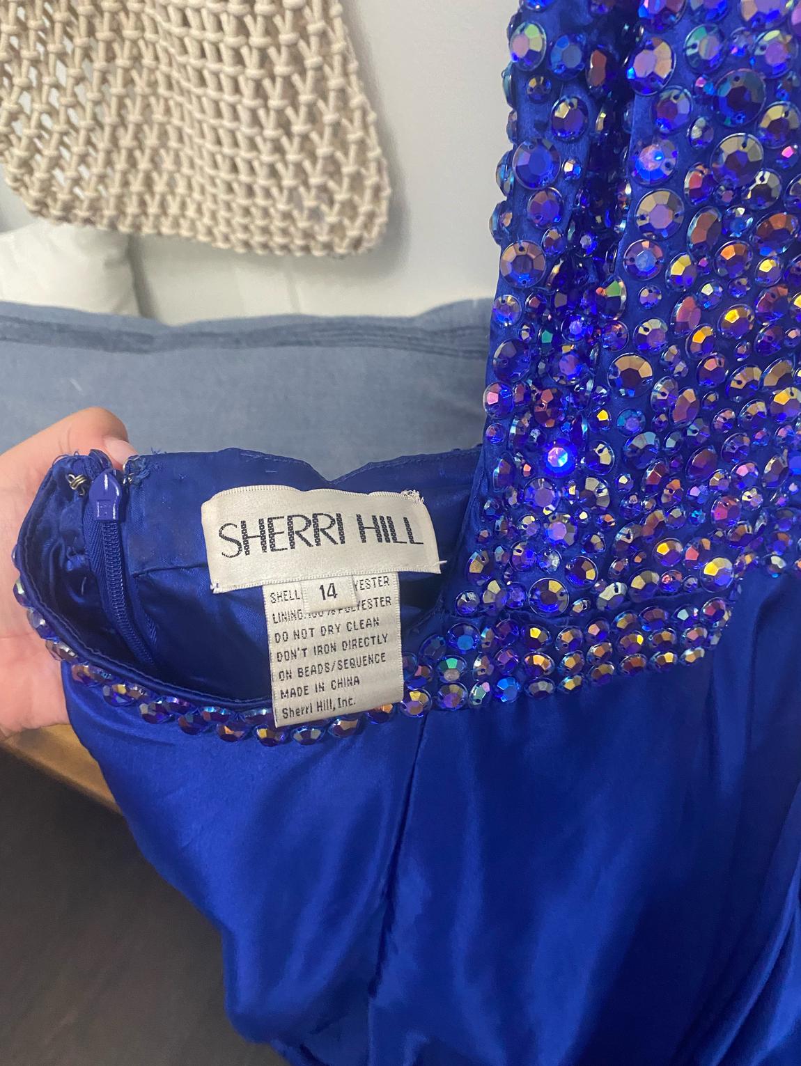 Sherri Hill Size 14 Prom Sequined Royal Blue Floor Length Maxi on Queenly