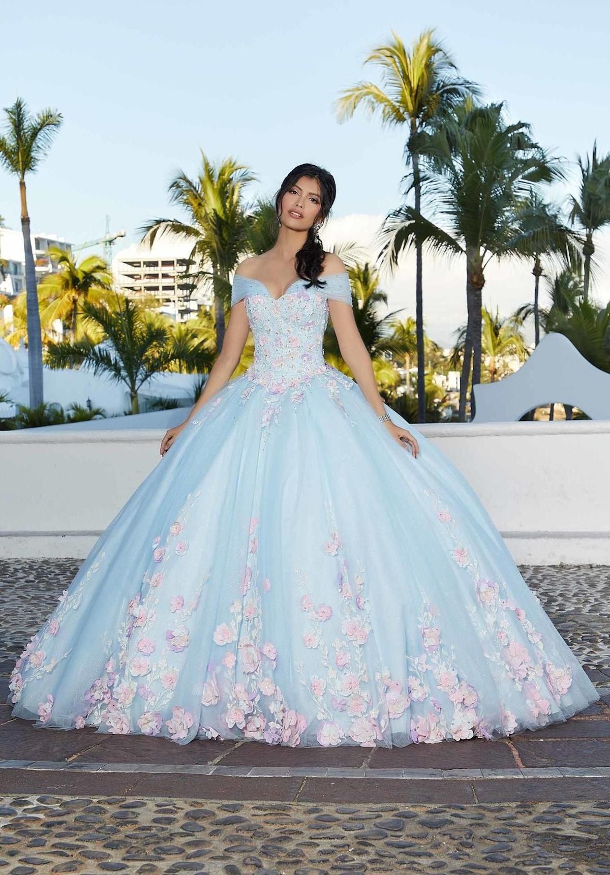 Style Adele MoriLee Size 0 Pageant Light Blue Ball Gown on Queenly