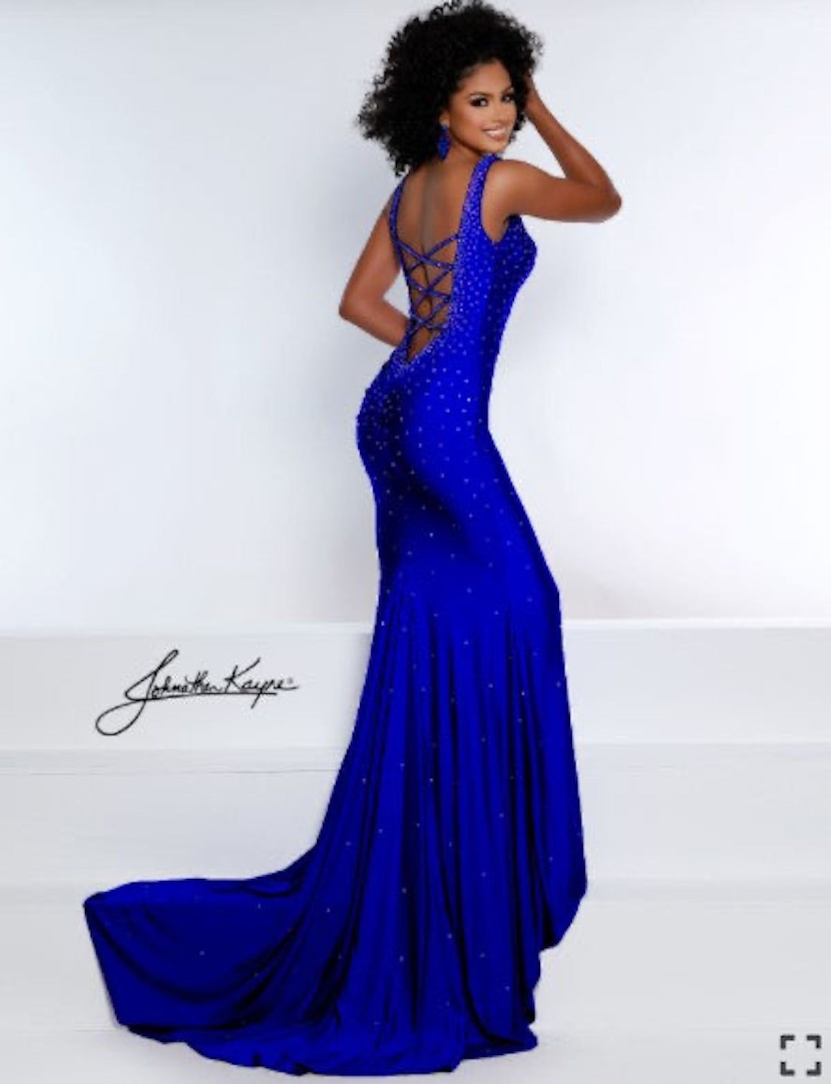 Style 2445 Johnathan Kayne Size 6 Pageant Royal Blue Dress With Train on Queenly
