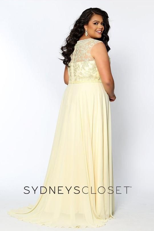 Style Maeve Sydneys Closet Size 14 Prom Lace Yellow A-line Dress on Queenly
