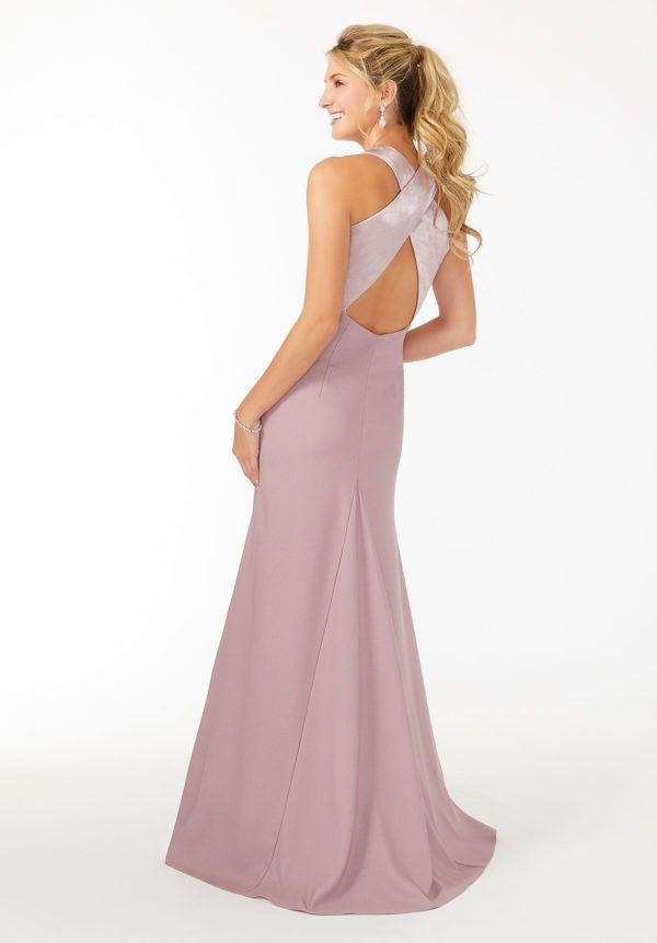 Style Roxy MoriLee Size 10 Prom Halter Satin Light Pink Floor Length Maxi on Queenly