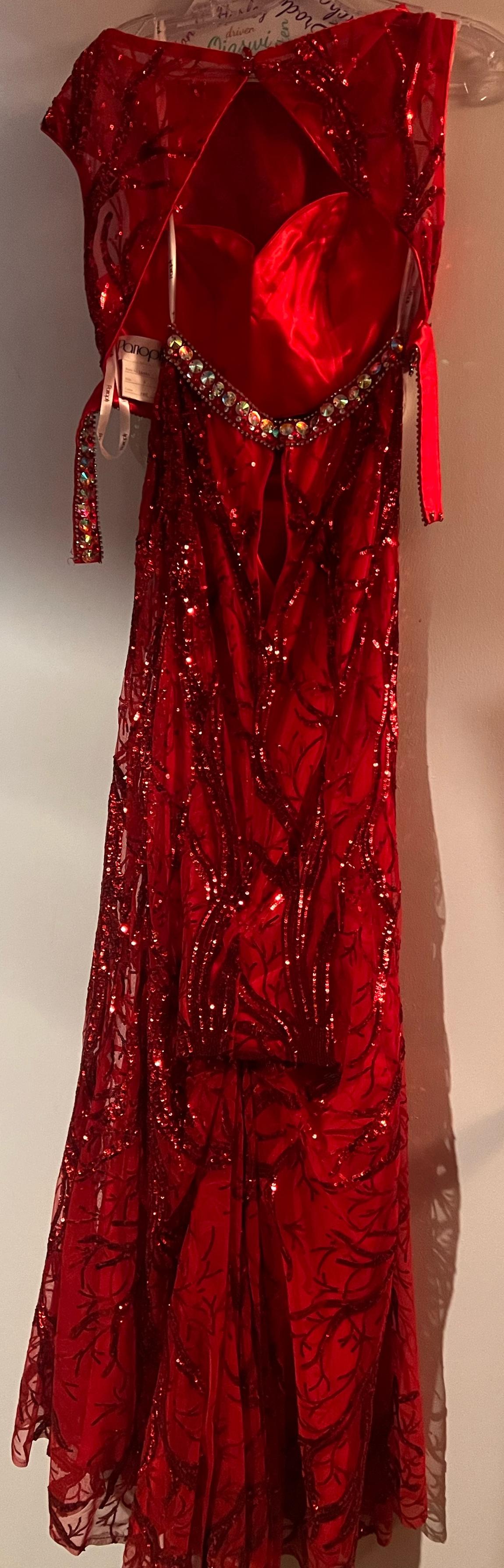 Size 4 Sequined Red Floor Length Maxi on Queenly