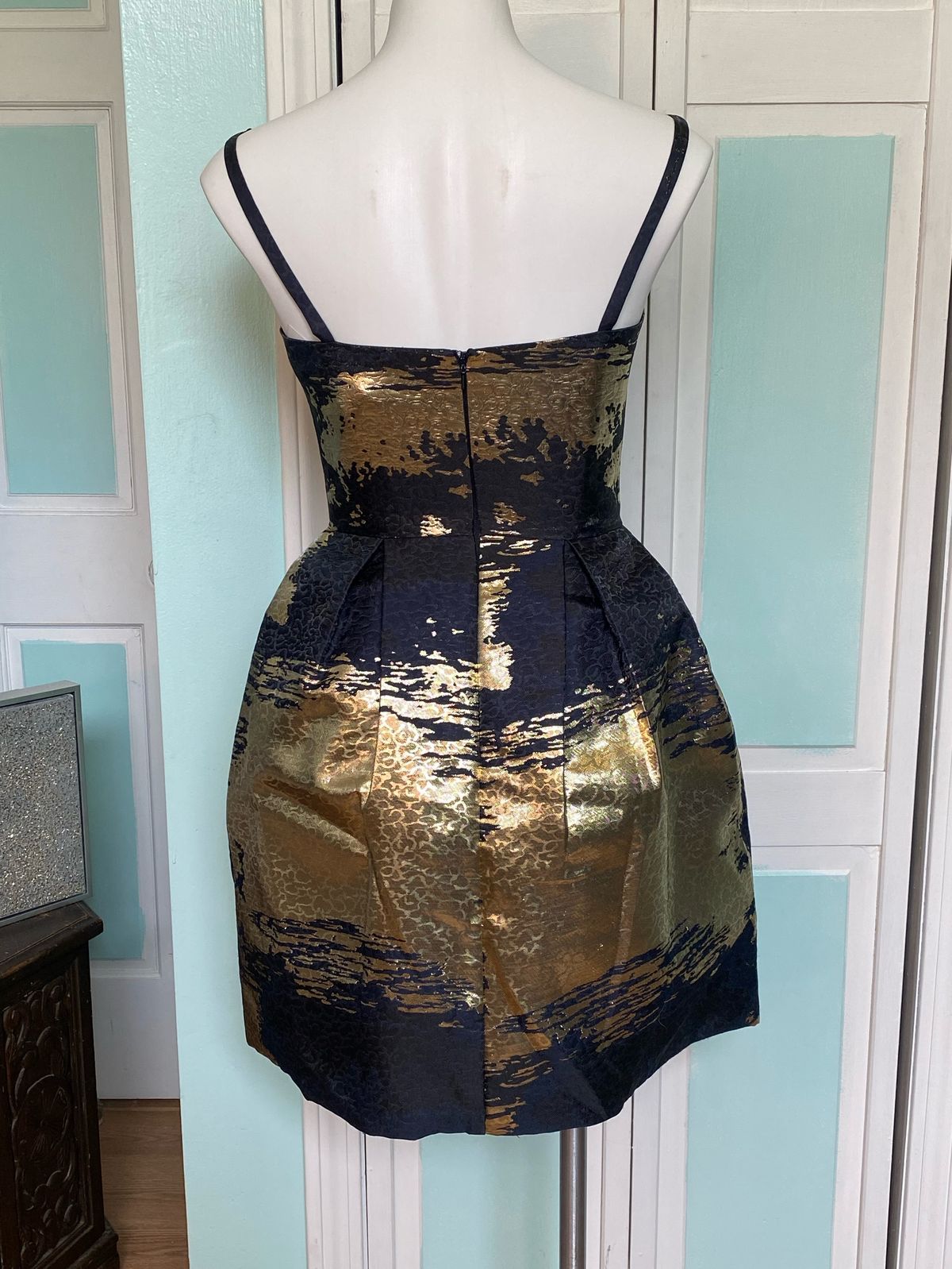 Milano Size 4 Prom Navy Multicolor Cocktail Dress on Queenly