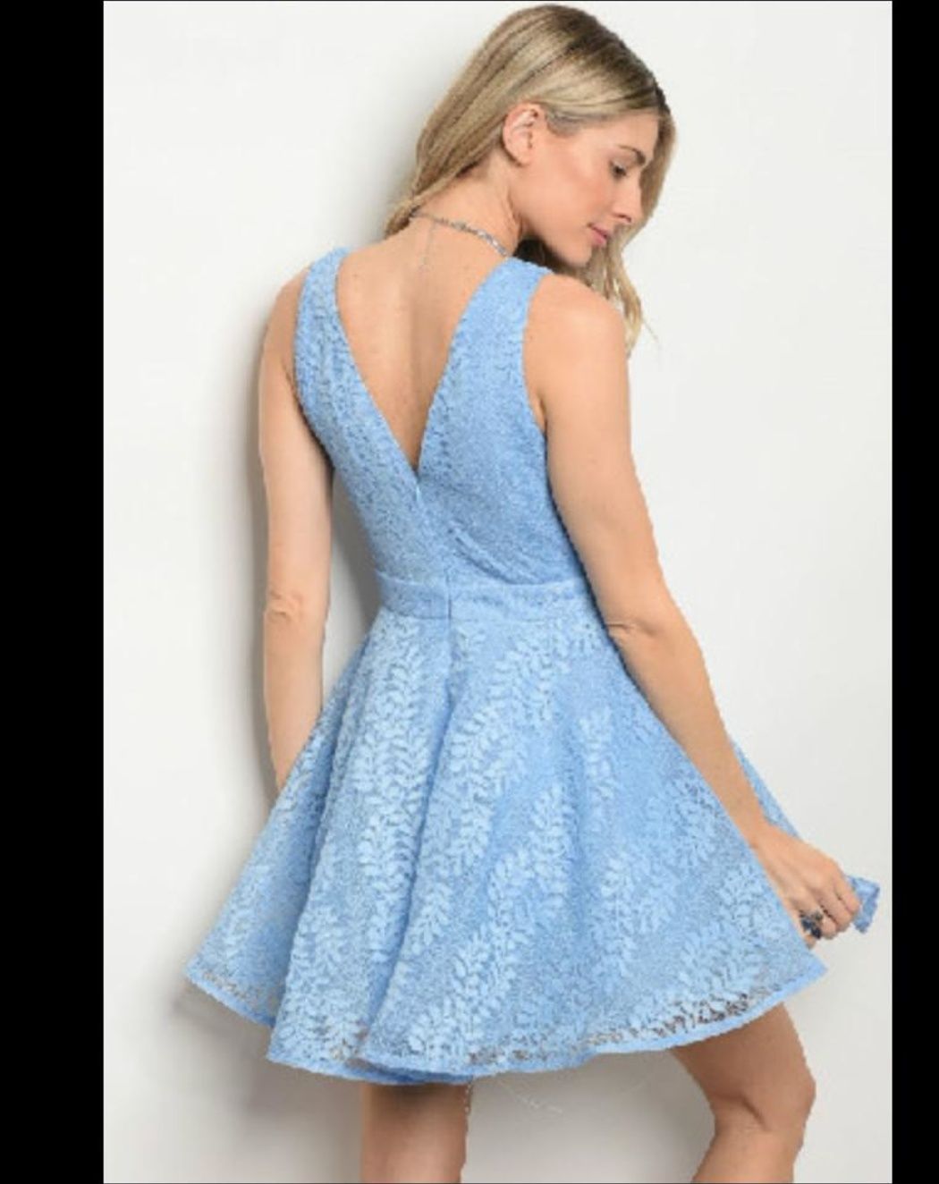 Style BA50265MN Xtaren Size 6 Homecoming Lace Light Blue Cocktail Dress on Queenly