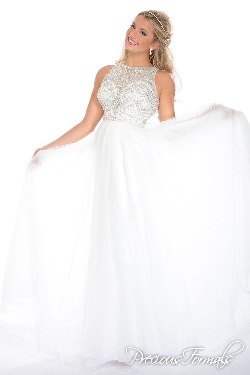 Style P35111 Precious Formals Plus Size 20 Wedding Sequined White A-line Dress on Queenly