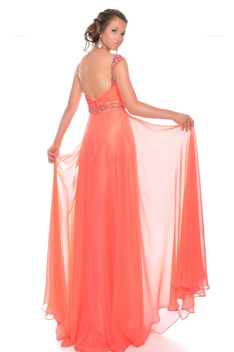 Style L70118 Precious Formals Size 2 Prom Coral Floor Length Maxi on Queenly