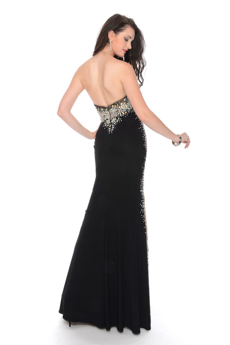 Style P35110 Precious Formals Size 4 Prom Strapless Black Floor Length Maxi on Queenly