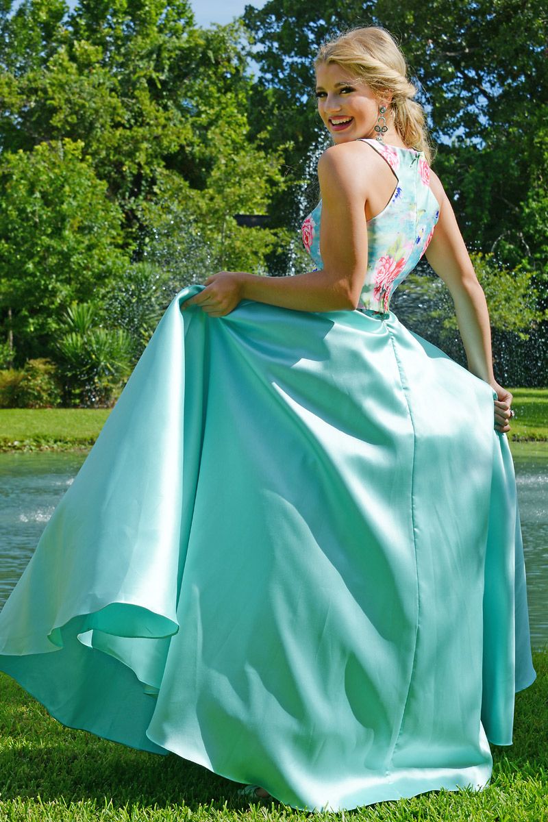 Style P70229 Precious Formals Size 12 Prom Satin Green Ball Gown on Queenly