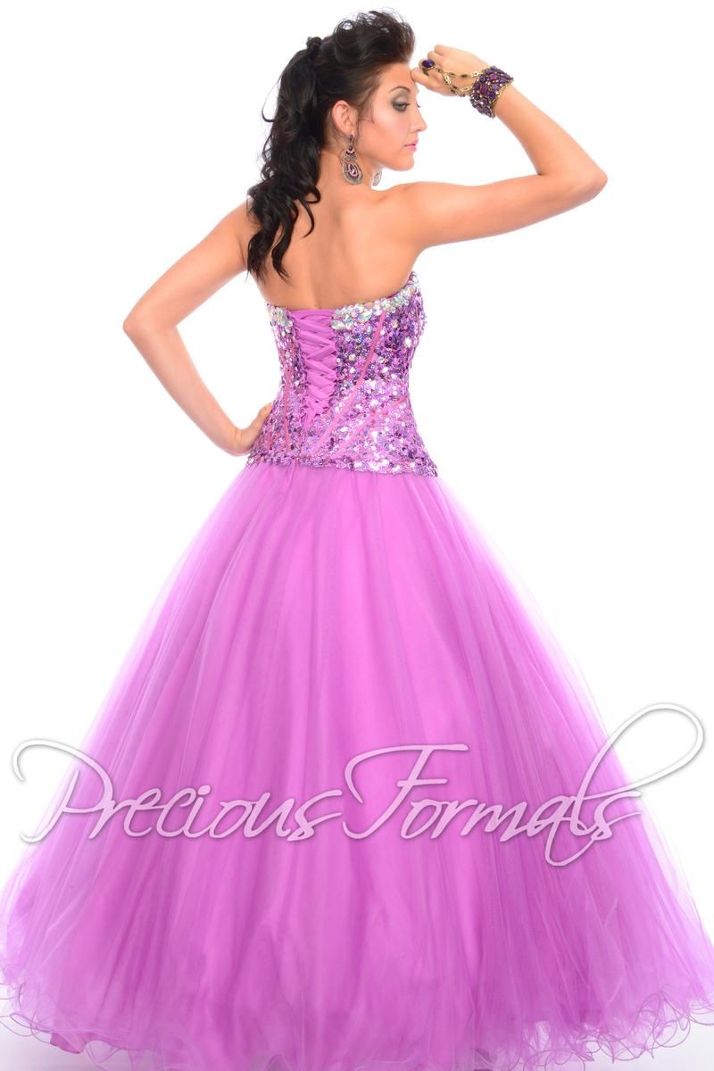 Style O10532 Precious Formals Size 6 Pageant Strapless Sequined Purple Ball Gown on Queenly
