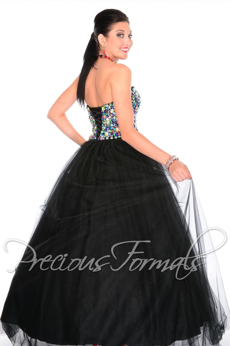 Style O21050 Precious Formals Size 10 Pageant Black Ball Gown on Queenly