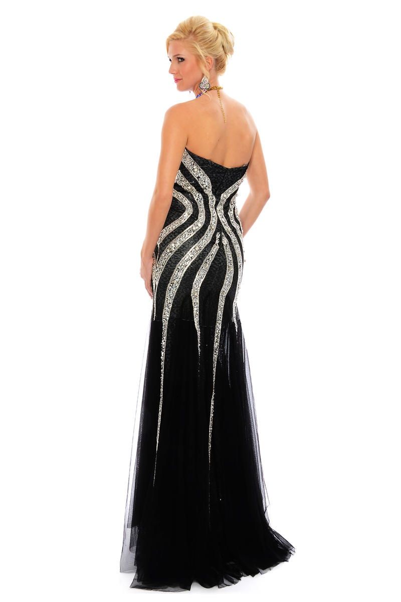 Style L39000 Precious Formals Size 4 Prom Lace Black A-line Dress on Queenly