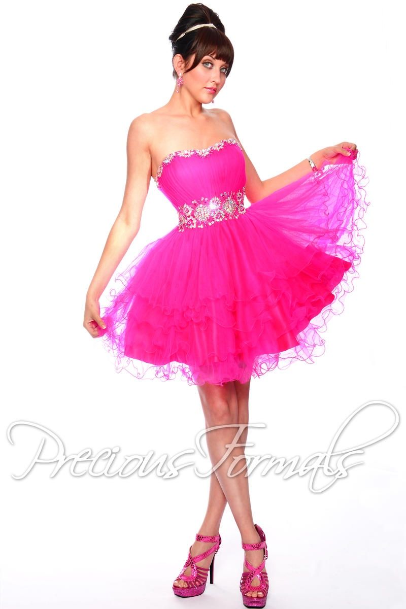 Style P35068 Precious Formals Size 14 Homecoming Hot Pink Cocktail Dress on Queenly