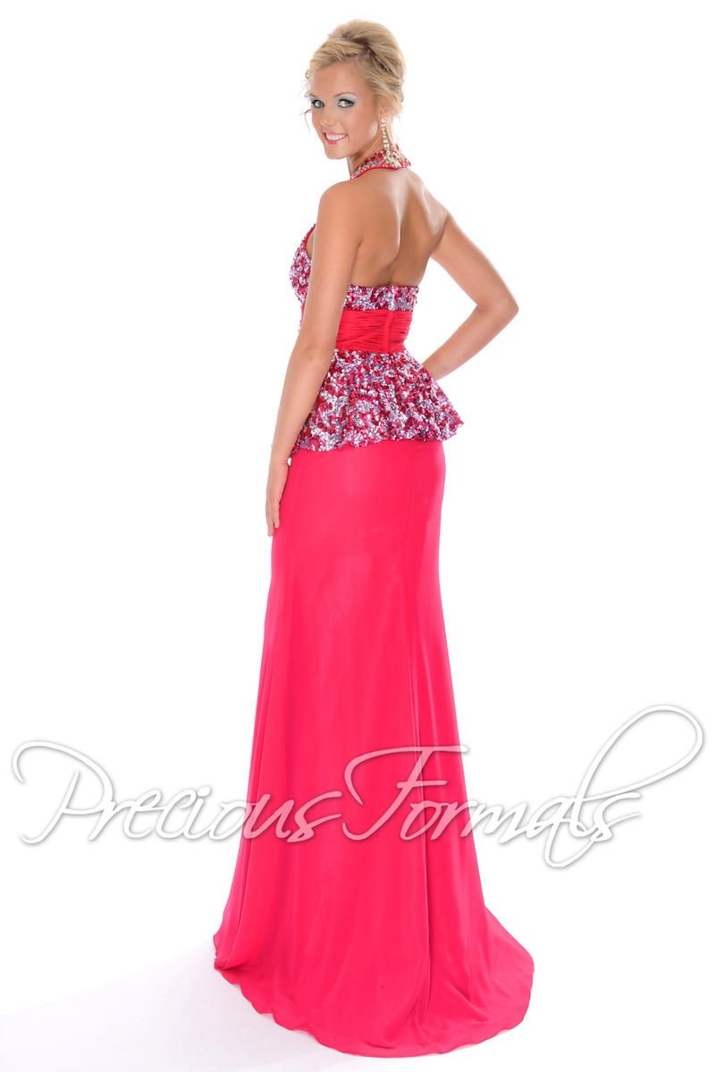 Style P46742 Precious Formals Size 10 Sequined Hot Pink Floor Length Maxi on Queenly