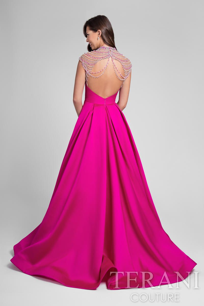 Style 1712P2896 Terani Couture Size 4 Prom Hot Pink Ball Gown on Queenly