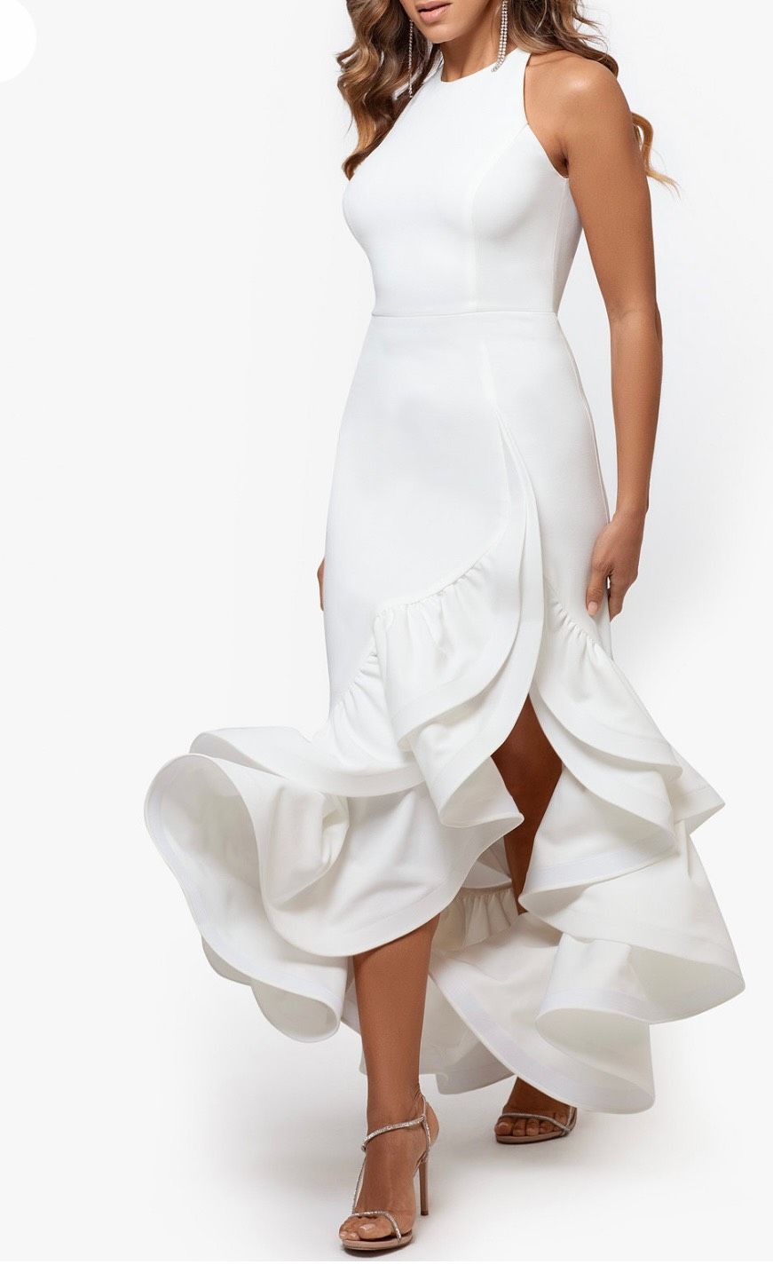 Size 14 Wedding White Side Slit Dress on Queenly