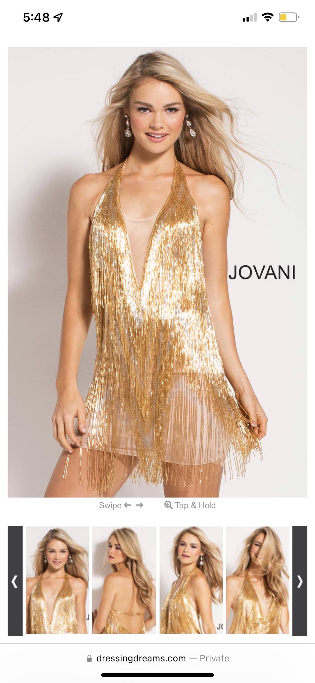 Jovani Size 00 Gold Cocktail Dress on Queenly