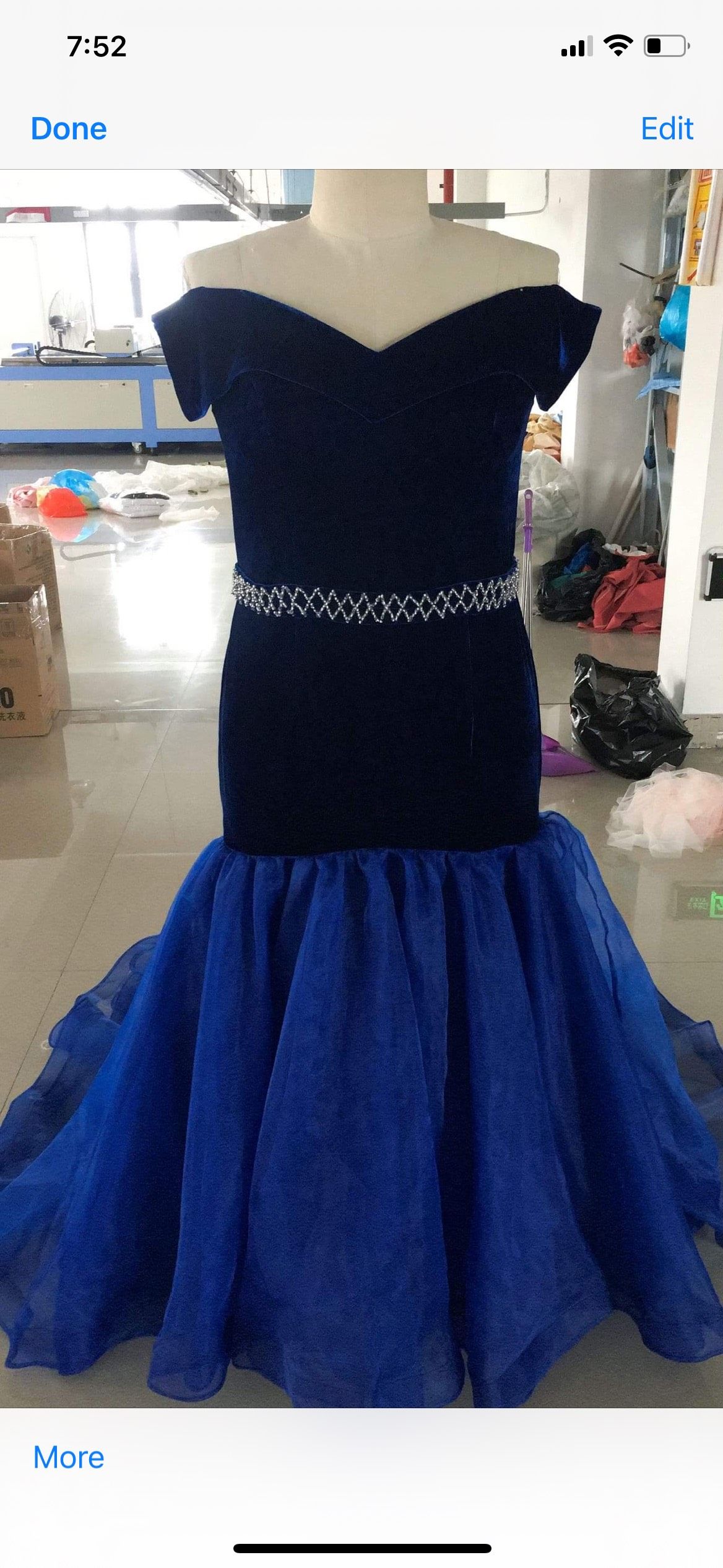 Size 14 Velvet Royal Blue Mermaid Dress on Queenly