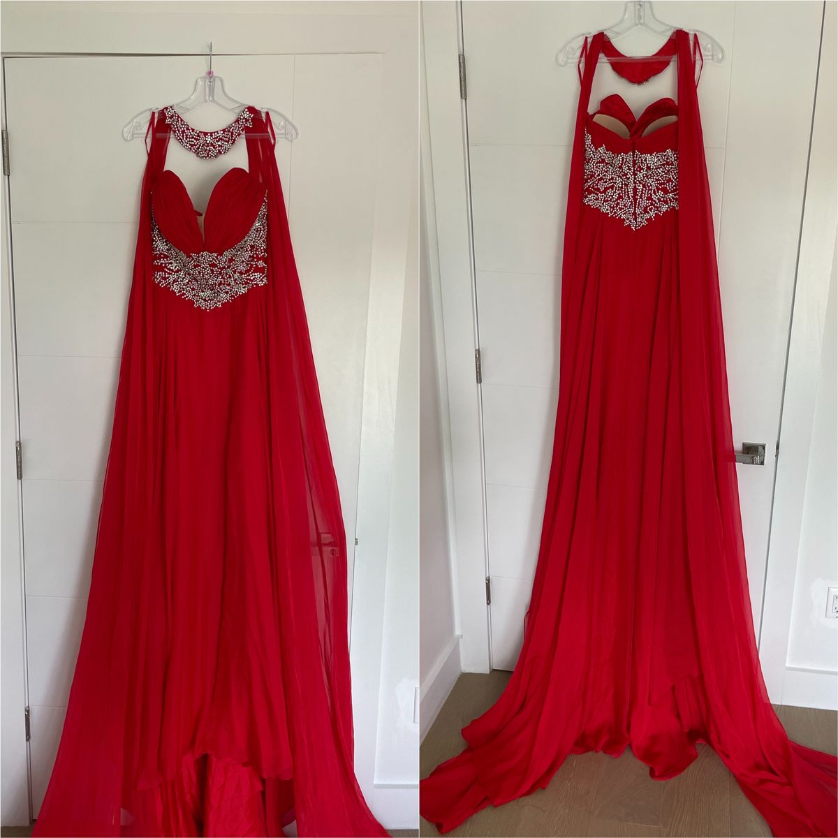 Size 0 Pageant Strapless Red A-line Dress on Queenly