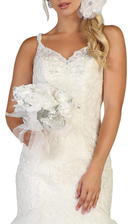 Style rq7642 Size 10 White Mermaid Dress on Queenly