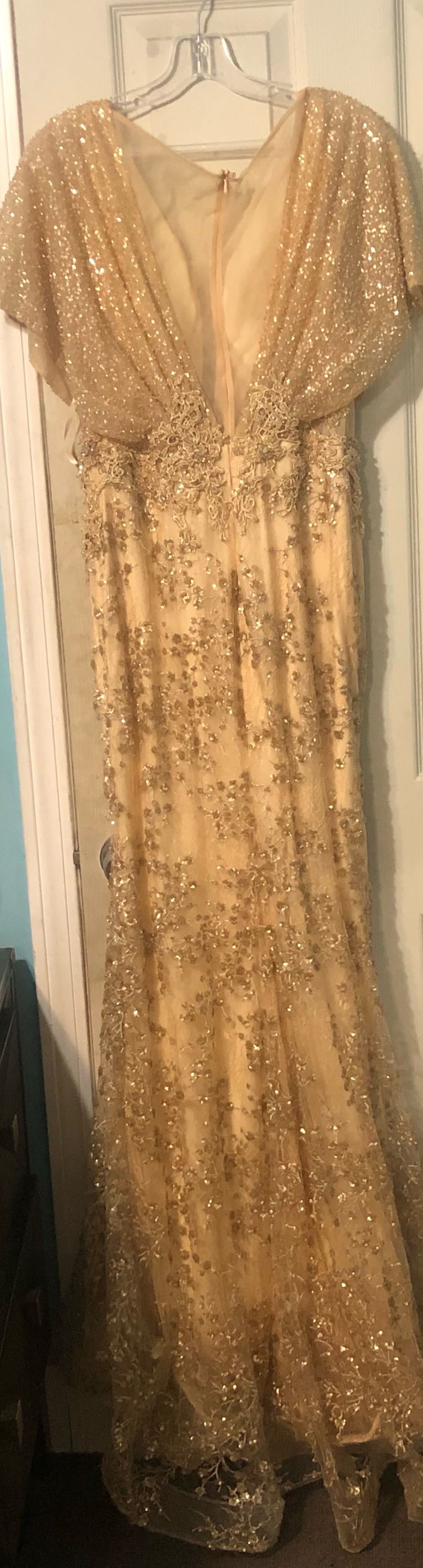 Amelia couture Size 10 Prom Sequined Nude Ball Gown on Queenly