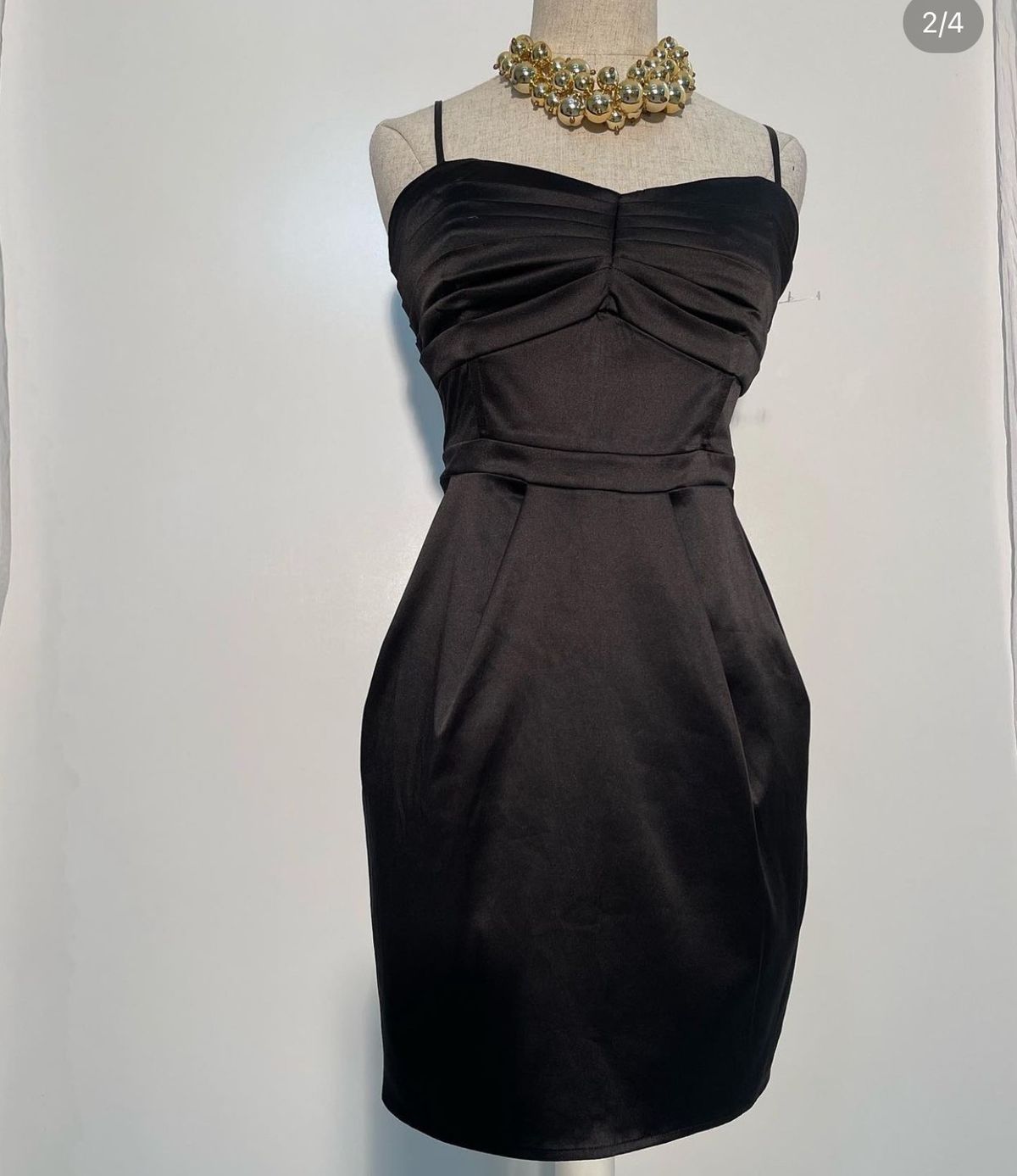Size 12 Satin Black Cocktail Dress on Queenly