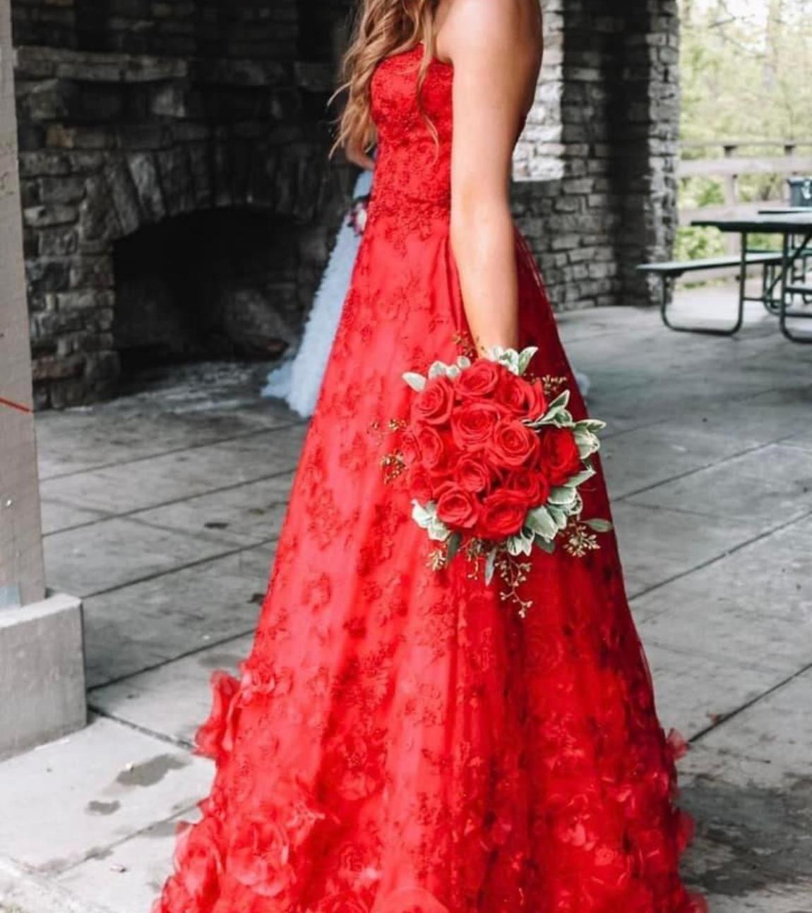 Sherri Hill Size 00 Prom Strapless Sequined Red A-line Dress on Queenly