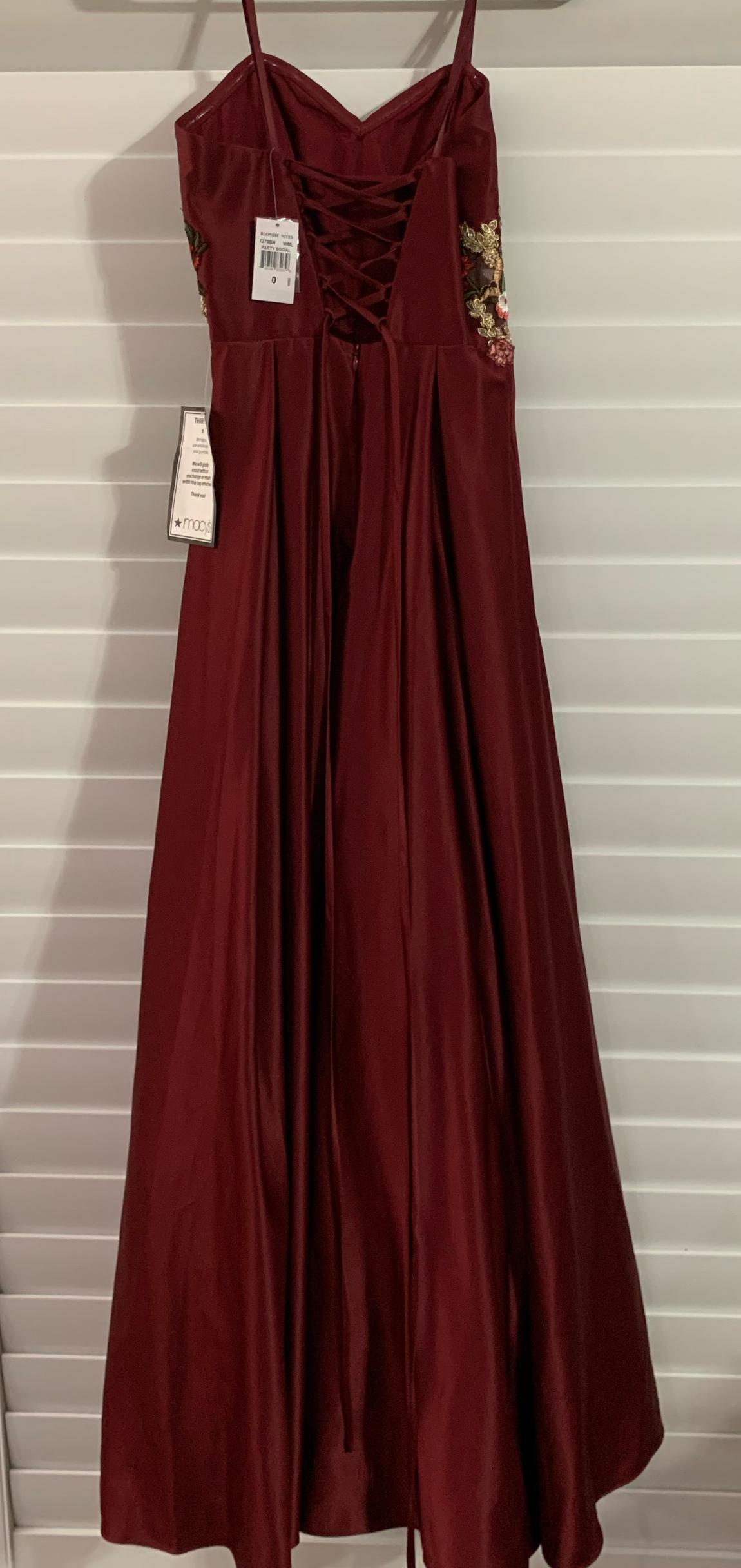Size 0 Strapless Burgundy Red Ball Gown on Queenly