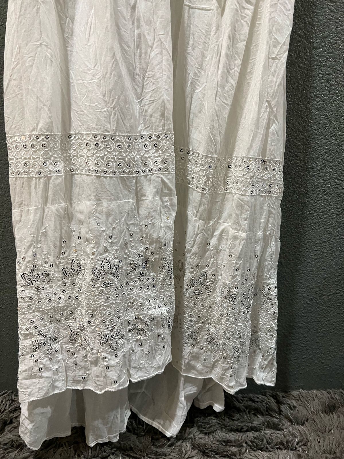 Size 8 Wedding Sheer White Floor Length Maxi on Queenly