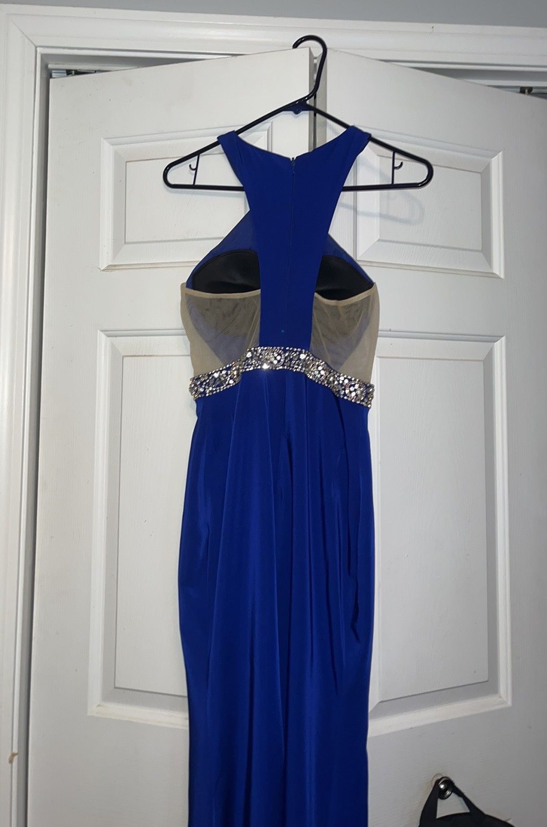 Jovani Size 0 Prom Sequined Royal Blue Floor Length Maxi on Queenly