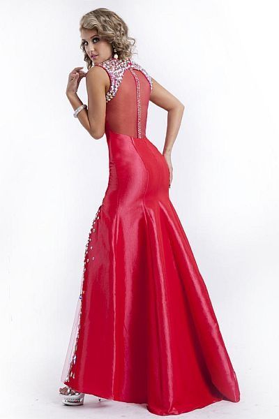 Style 6516 Rachel Allen/Party time Formals Size 6 Prom Red Side Slit Dress on Queenly