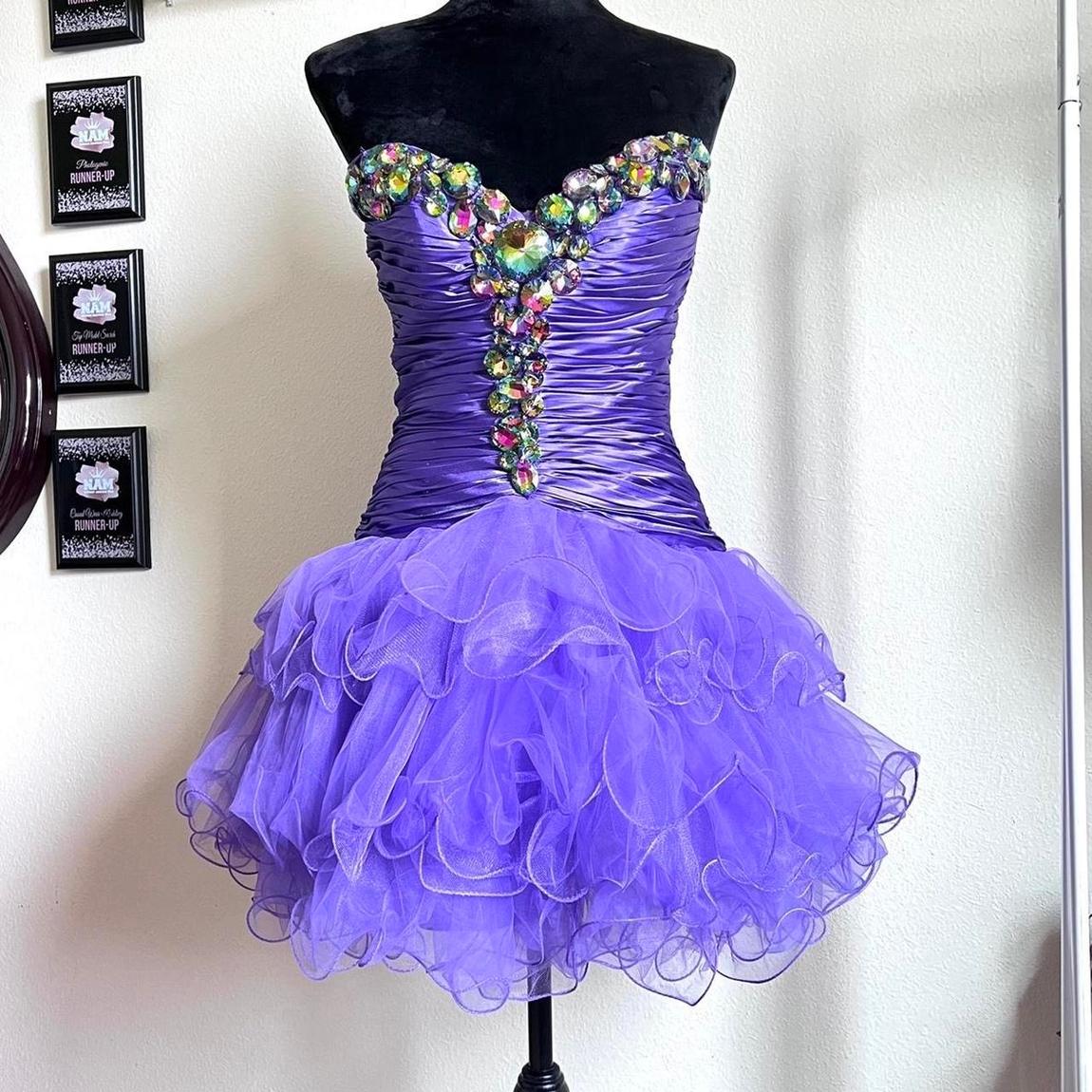 Sherri Hill Size 4 Homecoming Strapless Sequined Purple Cocktail Dress on Queenly