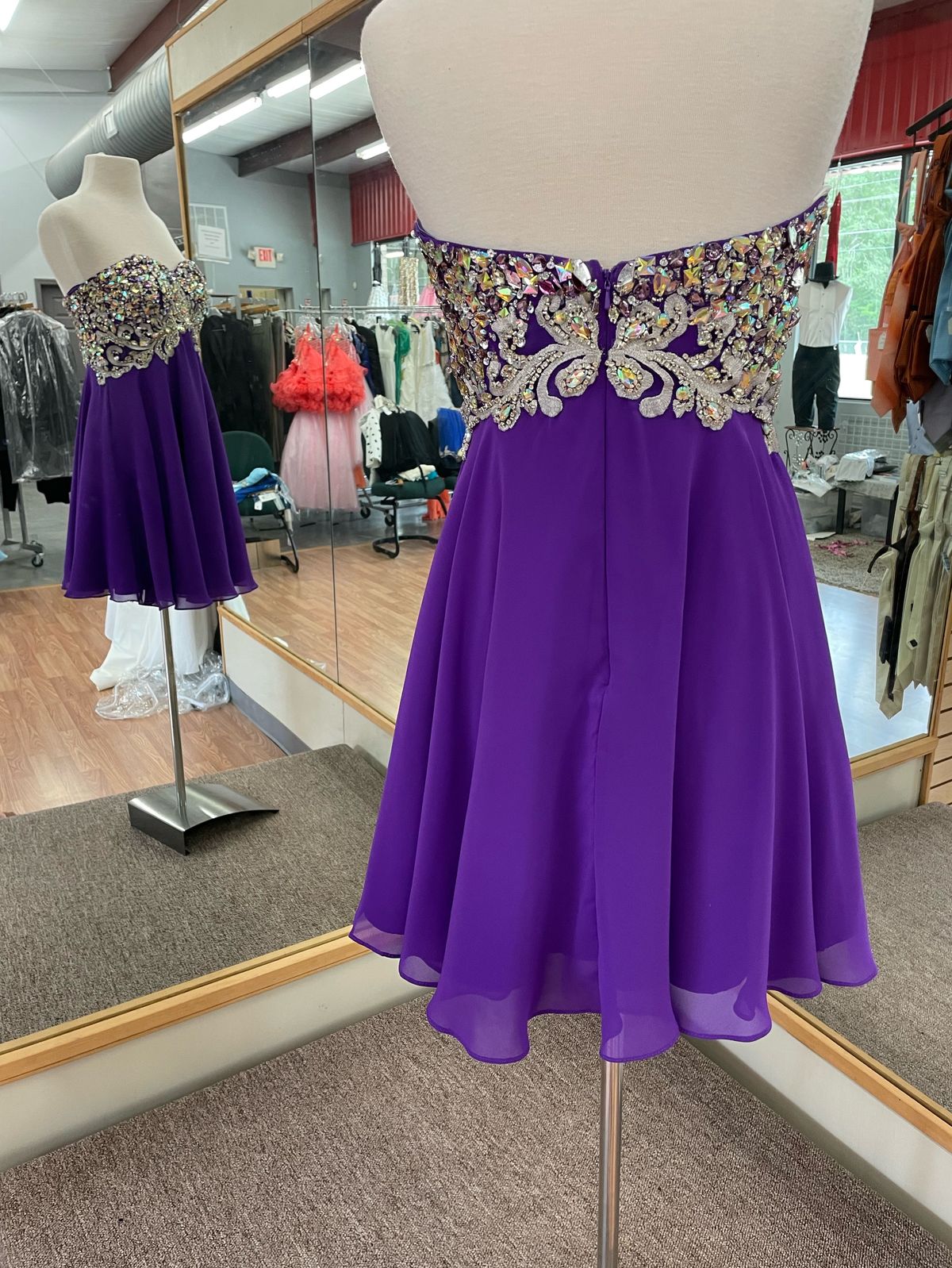 Jovani Size 6 Homecoming Strapless Sequined Purple Cocktail Dress on Queenly