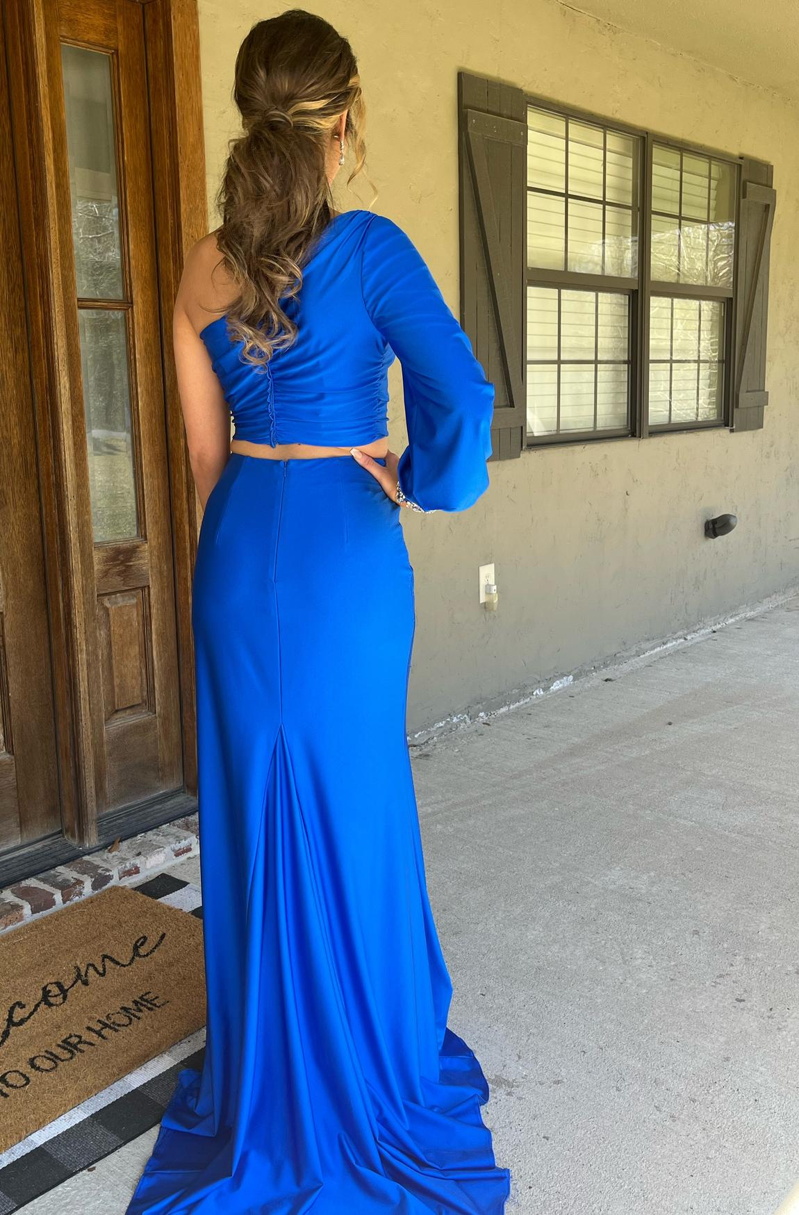 Sheer Size 4 Sheer Blue Side Slit Dress on Queenly