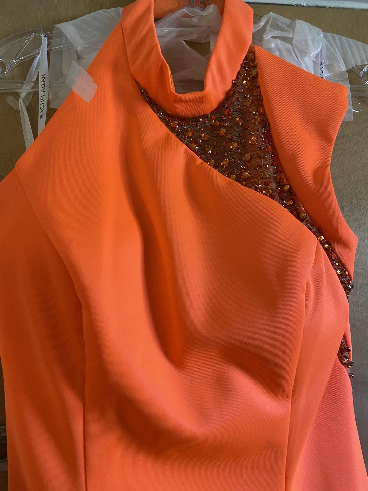 Rachel Allan Size 4 Orange Side Slit Dress on Queenly