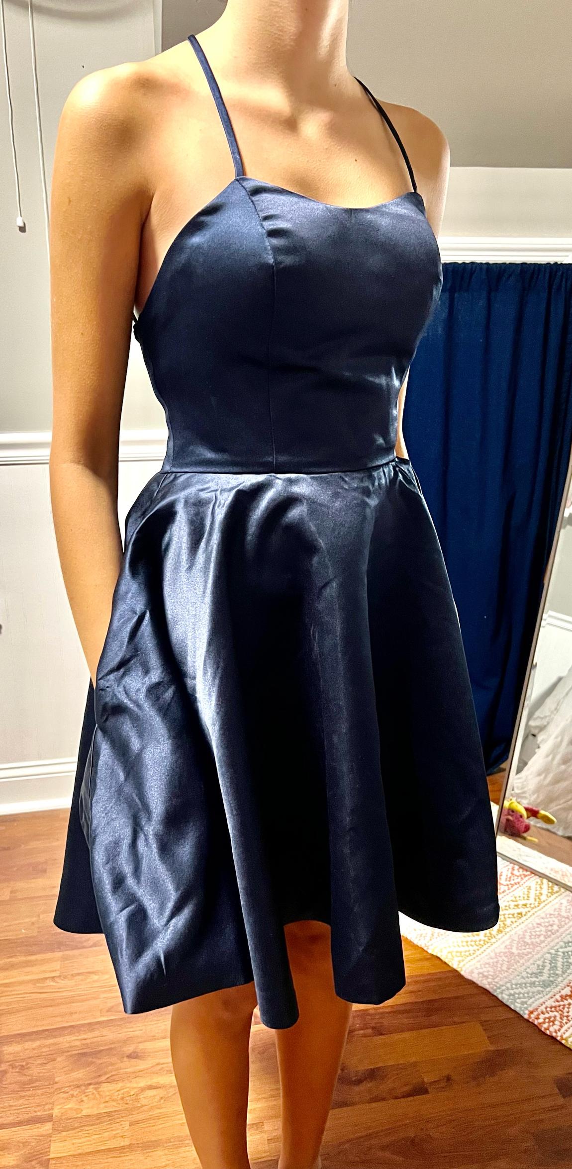 Size 2 Navy Blue A-line Dress on Queenly