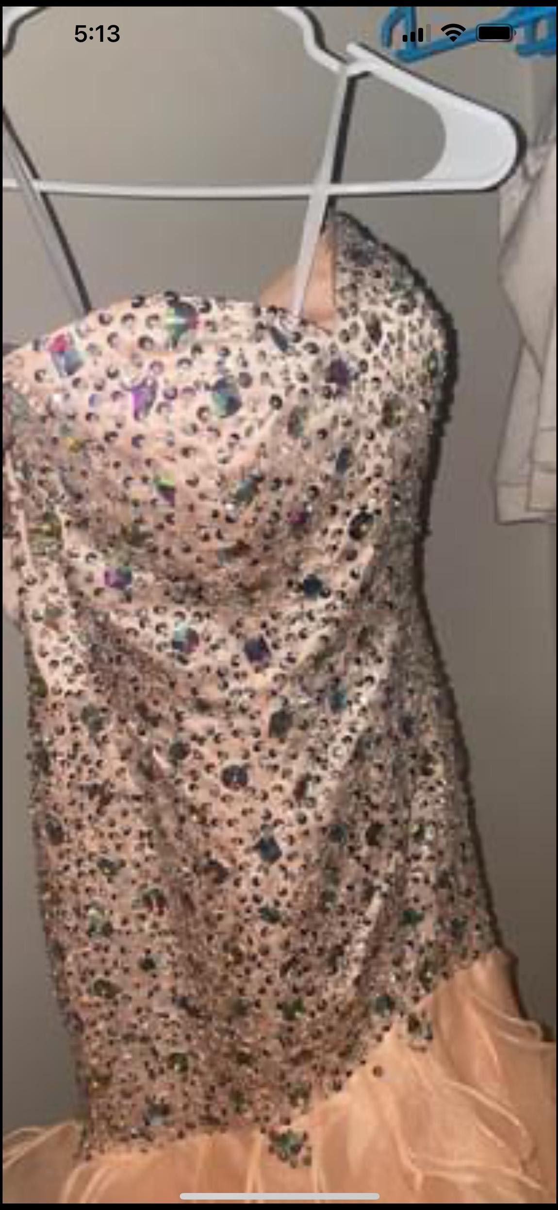 Size 8 Prom Strapless Sequined Light Pink Ball Gown on Queenly