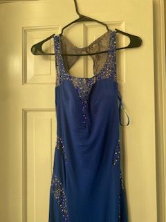 Custom Size 2 Prom Sequined Navy Blue Dress With Train on Queenly